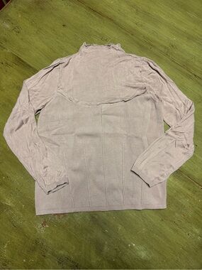 Anthropologie Mauve Ribbed-Trim Long Sleeve | Large